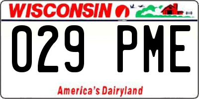 WI license plate 029PME