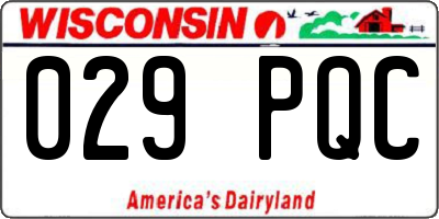 WI license plate 029PQC