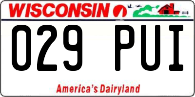 WI license plate 029PUI