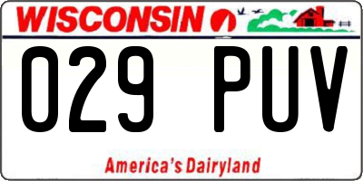 WI license plate 029PUV