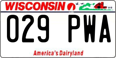 WI license plate 029PWA