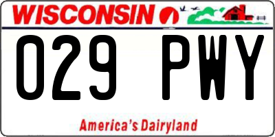 WI license plate 029PWY
