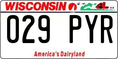 WI license plate 029PYR