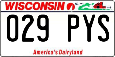 WI license plate 029PYS