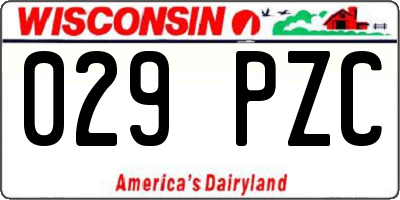 WI license plate 029PZC