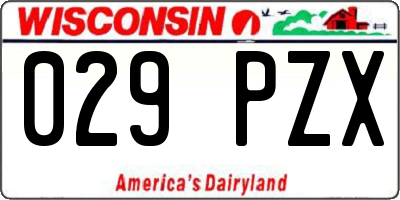 WI license plate 029PZX