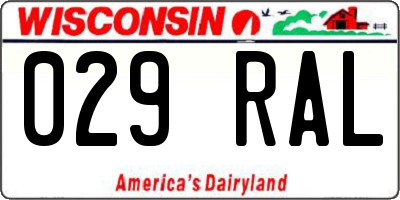 WI license plate 029RAL