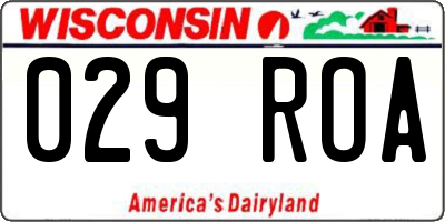 WI license plate 029ROA