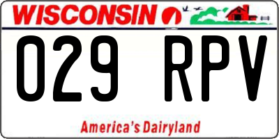WI license plate 029RPV