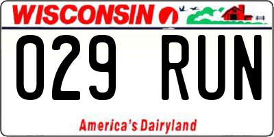 WI license plate 029RUN