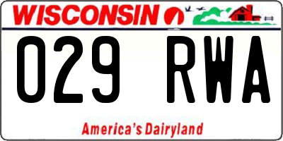 WI license plate 029RWA
