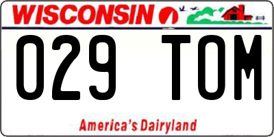 WI license plate 029TOM