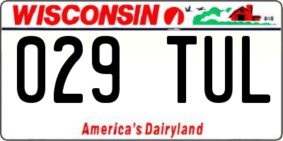 WI license plate 029TUL