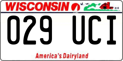 WI license plate 029UCI