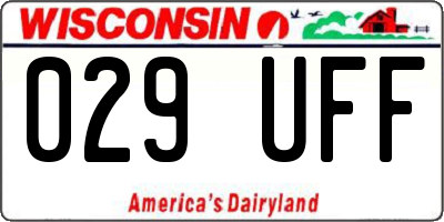 WI license plate 029UFF