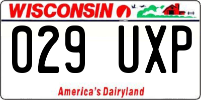 WI license plate 029UXP