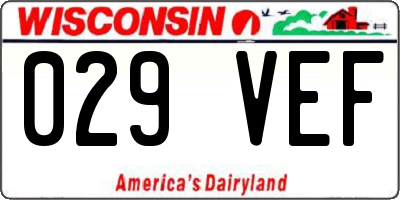 WI license plate 029VEF