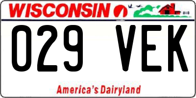 WI license plate 029VEK