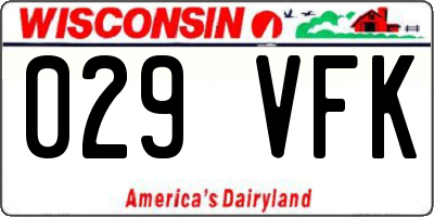 WI license plate 029VFK