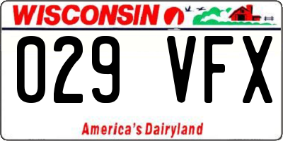 WI license plate 029VFX