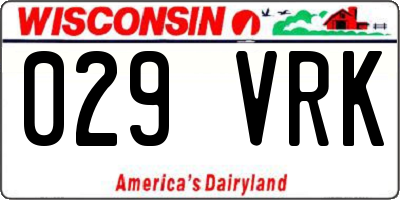 WI license plate 029VRK