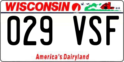 WI license plate 029VSF