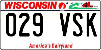 WI license plate 029VSK