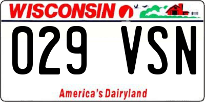 WI license plate 029VSN