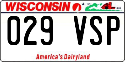 WI license plate 029VSP