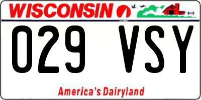 WI license plate 029VSY