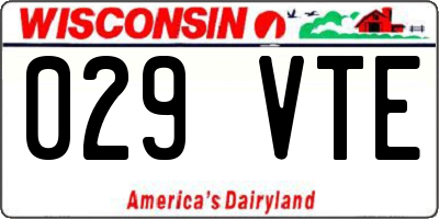 WI license plate 029VTE