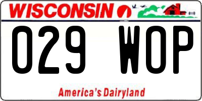 WI license plate 029WOP