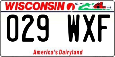 WI license plate 029WXF