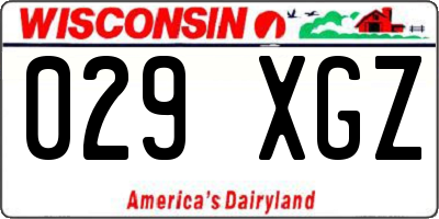 WI license plate 029XGZ