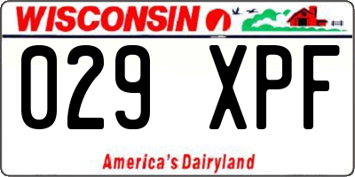 WI license plate 029XPF