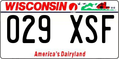 WI license plate 029XSF