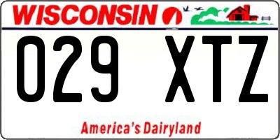 WI license plate 029XTZ