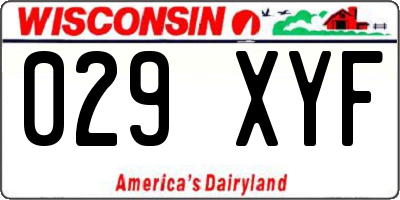 WI license plate 029XYF