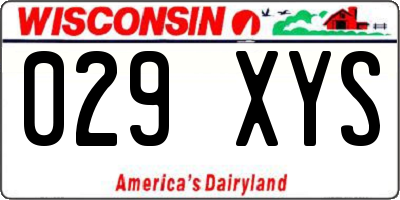 WI license plate 029XYS