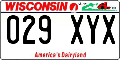 WI license plate 029XYX