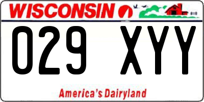 WI license plate 029XYY