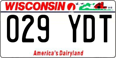 WI license plate 029YDT