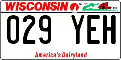 WI license plate 029YEH