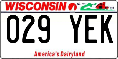 WI license plate 029YEK
