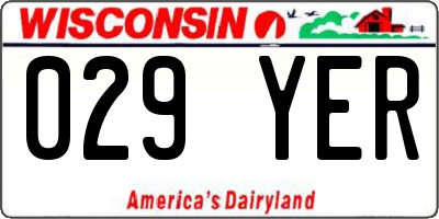 WI license plate 029YER