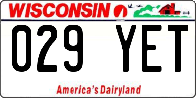 WI license plate 029YET