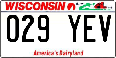 WI license plate 029YEV