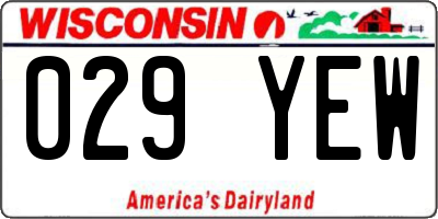 WI license plate 029YEW