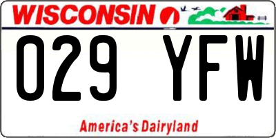 WI license plate 029YFW