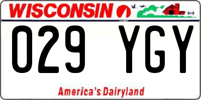 WI license plate 029YGY